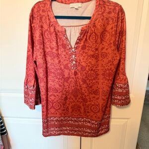 Suzanne Betro Red Floral Blouse